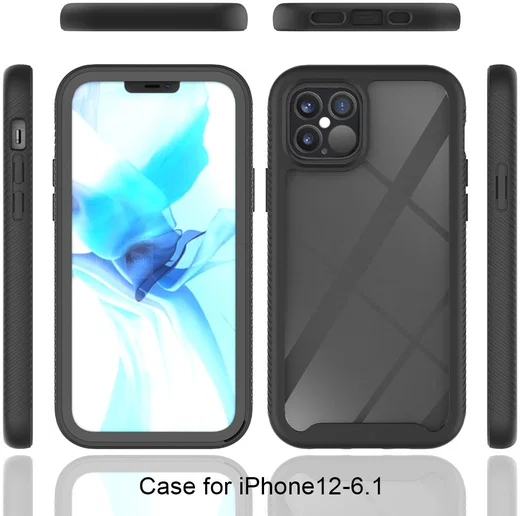 Apple iPhone 12 / 12 Pro Hoesje Volledig Schokbestendig Cover Zwart afbeelding 8