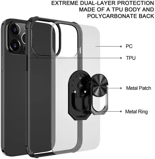 Apple iPhone 13 Pro Max Hoesje met Ring Kickstand Blauw afbeelding 3
