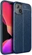 Apple iPhone 13 Hoesje TPU Back Cover met Kunstleer Textuur Blauw afbeelding 1
