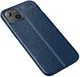 Apple iPhone 13 Hoesje TPU Back Cover met Kunstleer Textuur Blauw afbeelding 2
