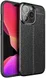 Apple iPhone 13 Pro Hoesje Litchi Skin Kunstleer Back Cover Zwart afbeelding 1