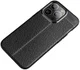 Apple iPhone 13 Pro Hoesje Litchi Skin Kunstleer Back Cover Zwart afbeelding 10