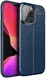 Apple iPhone 13 Pro Hoesje Litchi Skin Kunstleer Back Cover Blauw afbeelding 1