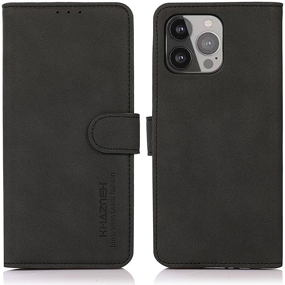 KHAZNEH Apple iPhone 13 Pro Max Hoesje Retro Wallet Book Case Zwart afbeelding 2