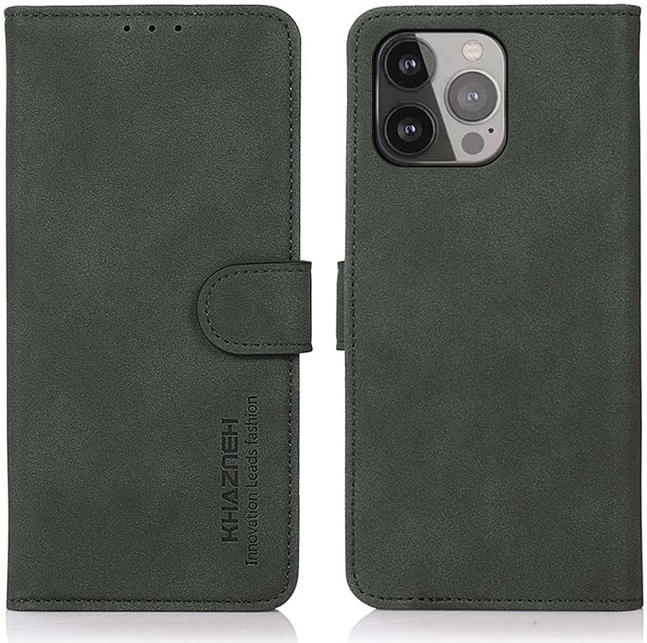 KHAZNEH Apple iPhone 13 Pro Max Hoesje Retro Wallet Book Case Groen afbeelding 2
