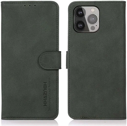 KHAZNEH Apple iPhone 13 Pro Max Hoesje Retro Wallet Book Case Groen afbeelding 2