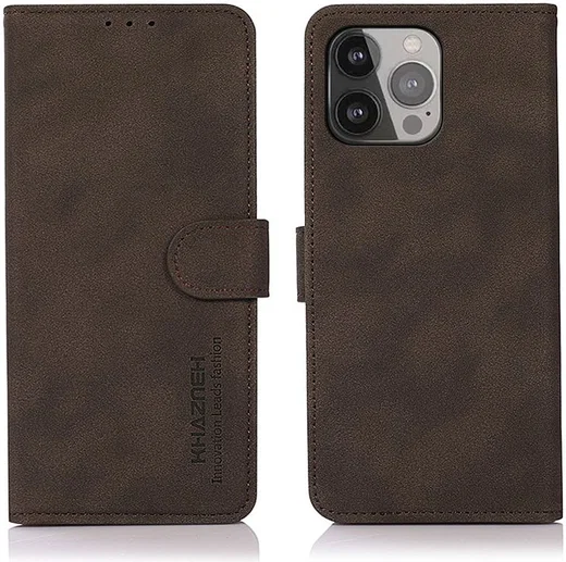 KHAZNEH Apple iPhone 13 Pro Max Hoesje Retro Wallet Book Case Bruin afbeelding 2