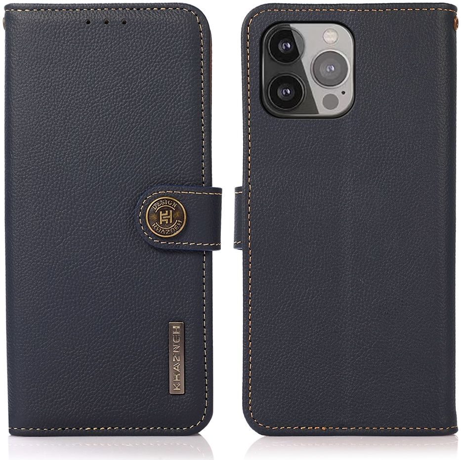 Apple iPhone 13 Pro Max Hoesje RFID Portemonnee Echt Leer Blauw afbeelding 4
