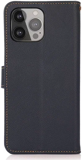 Apple iPhone 13 Pro Max Hoesje RFID Portemonnee Echt Leer Blauw afbeelding 7