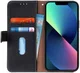KHAZNEH Apple iPhone 13 Hoesje Portemonnee Echt Leer Zwart afbeelding 1