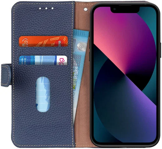 KHAZNEH Apple iPhone 13 Mini Hoesje Wallet Book Case Kunstleer Blauw afbeelding 1