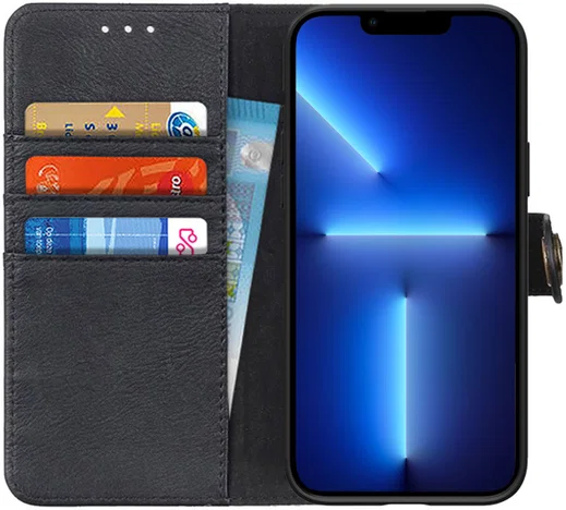 KHAZNEH Apple iPhone 13 Pro Hoesje Portemonnee Book Case Zwart afbeelding 1