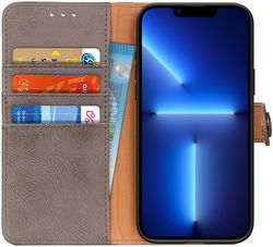 KHAZNEH Apple iPhone 13 Pro Hoesje Portemonnee Book Case Grijs afbeelding