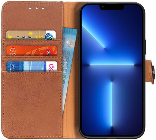 KHAZNEH Apple iPhone 13 Pro Hoesje Portemonnee Book Case Bruin afbeelding 1