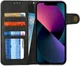 Apple iPhone 13 Mini Hoesje Retro Wallet Book Case met Koord Zwart afbeelding 1