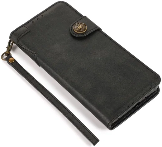 Apple iPhone 13 Mini Hoesje Retro Wallet Book Case met Koord Zwart afbeelding 8