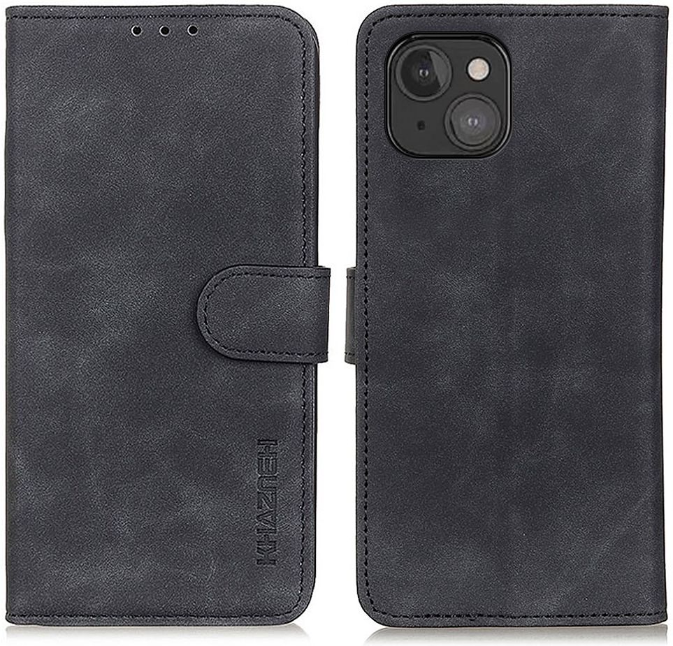 KHAZNEH Apple iPhone 13 Mini Hoesje Retro Portemonnee Zwart afbeelding 2