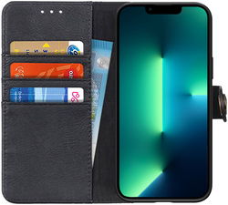 KHAZNEH Apple iPhone 13 Pro Max Hoesje Portemonnee Book Case Zwart afbeelding