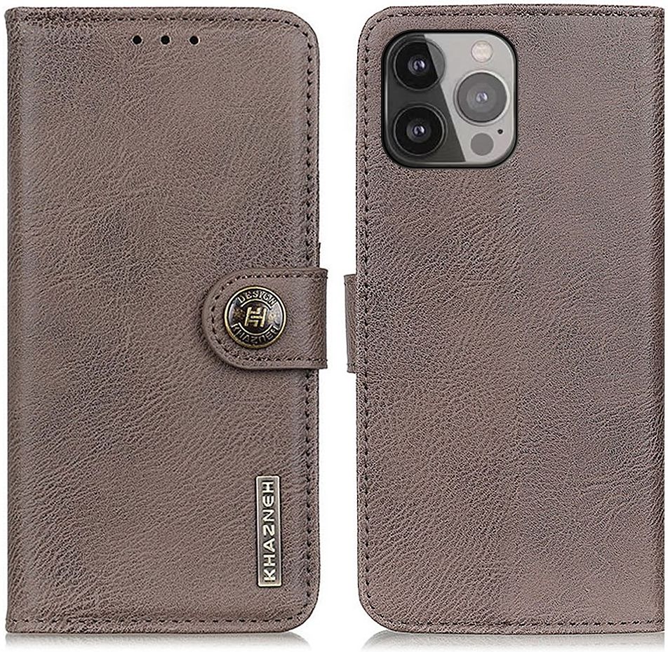 KHAZNEH Apple iPhone 13 Pro Max Hoesje Portemonnee Book Case Khaki afbeelding 3