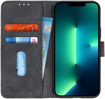 Apple iPhone 13 Pro Max Hoesje Retro Wallet Book Case Zwart