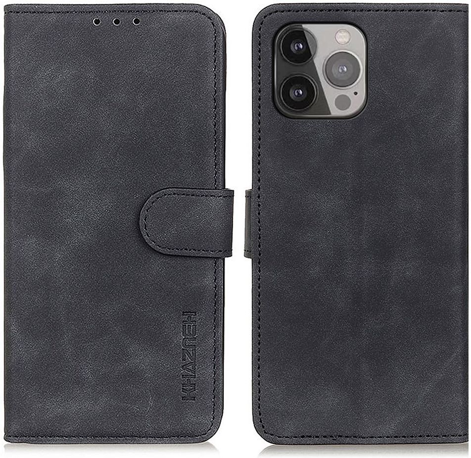 Apple iPhone 13 Pro Max Hoesje Retro Wallet Book Case Zwart afbeelding 4