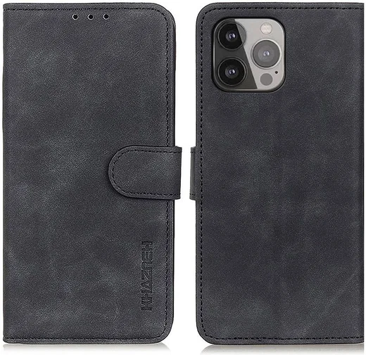 Apple iPhone 13 Pro Max Hoesje Retro Wallet Book Case Zwart afbeelding 4