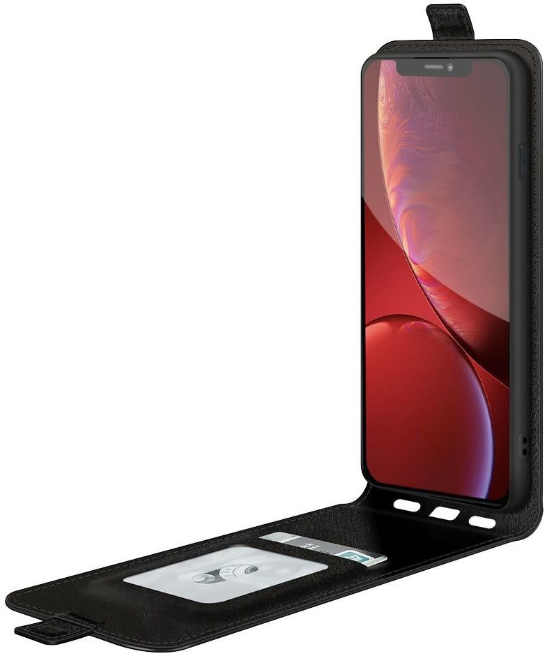 Apple iPhone 13 Pro Hoesje Verticale Flip Wallet Case Kunstleer Zwart afbeelding 1