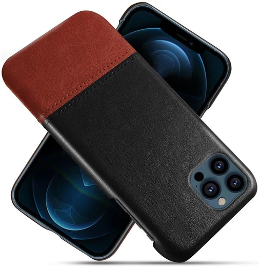 Apple iPhone 13 Pro Max Hoesje Kunstleer Back Cover Zwart Bruin afbeelding 1