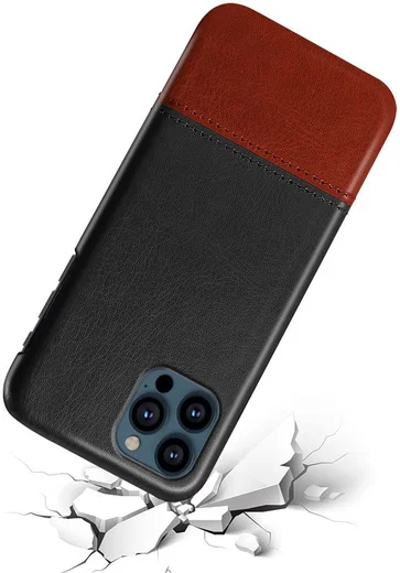 Apple iPhone 13 Pro Max Hoesje Kunstleer Back Cover Zwart Bruin afbeelding 2