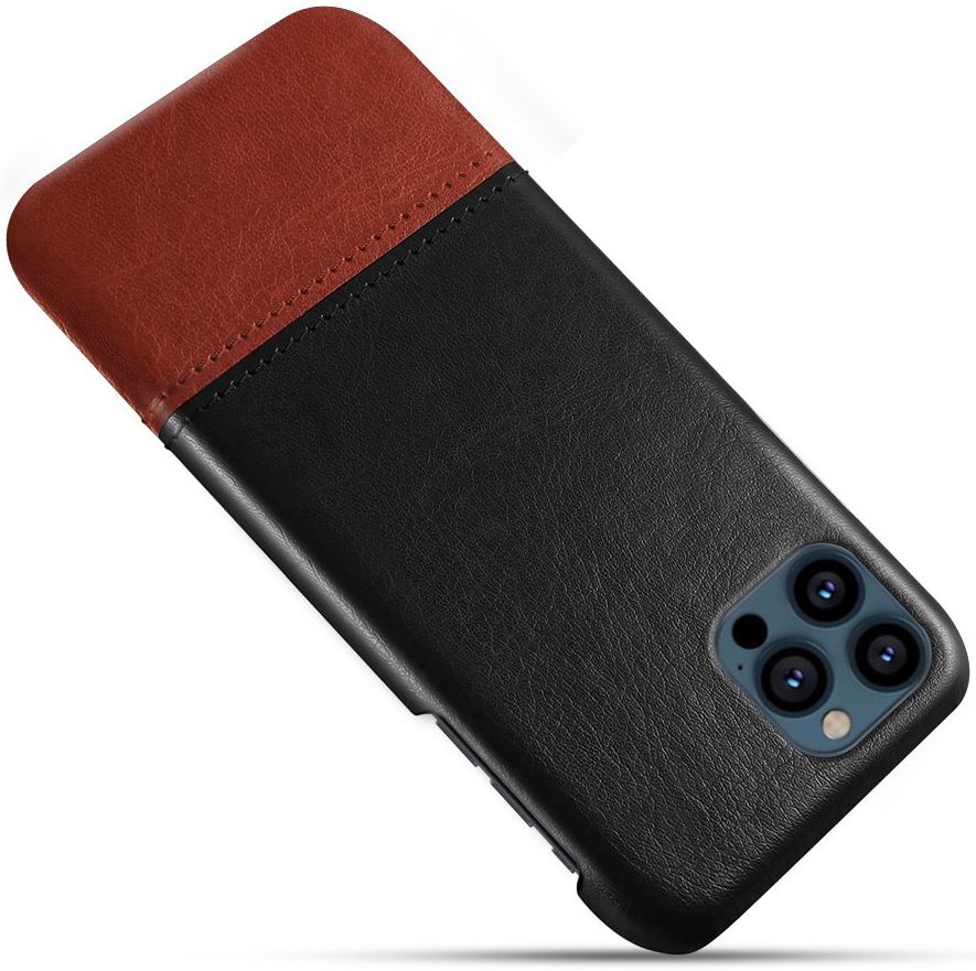 Apple iPhone 13 Pro Max Hoesje Kunstleer Back Cover Zwart Bruin afbeelding 4