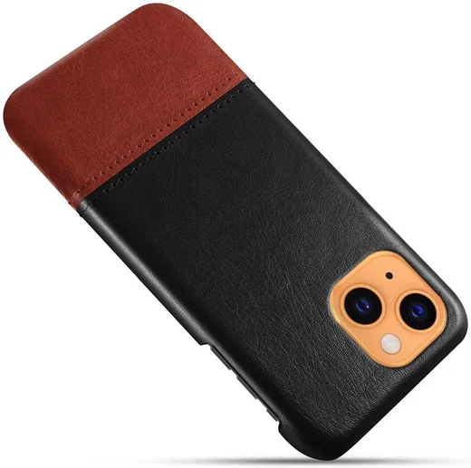Apple iPhone 13 Mini Hoesje Kunstleer Back Cover Zwart Bruin afbeelding 4