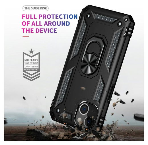 Apple iPhone 13 Hoesje Hybride Back Cover met Standaard Zwart afbeelding 4