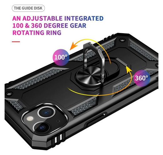 Apple iPhone 13 Hoesje Hybride Back Cover met Standaard Zwart afbeelding 5