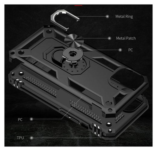 Apple iPhone 13 Hoesje Hybride Back Cover met Standaard Zwart afbeelding 6