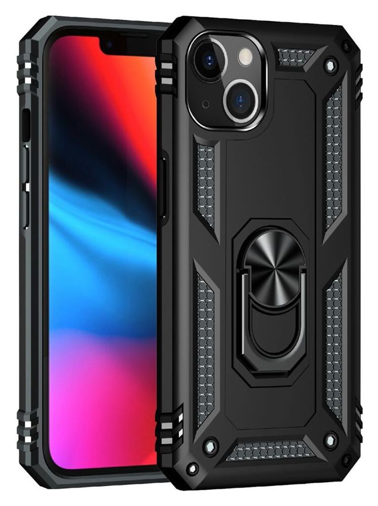 Apple iPhone 13 Hoesje Hybride Back Cover met Standaard Zwart afbeelding 8