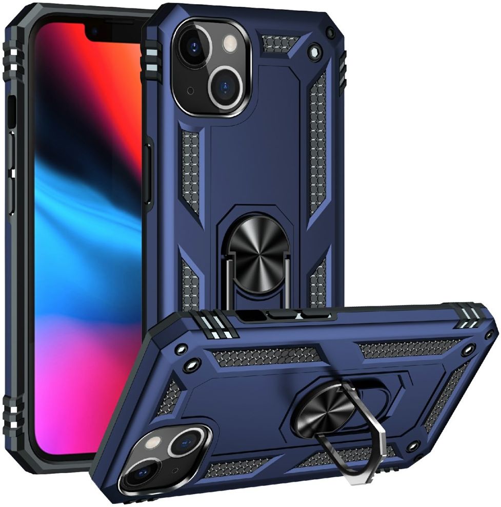 Apple iPhone 13 Hoesje Hybride Back Cover met Standaard Blauw afbeelding 1