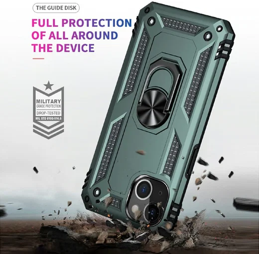 Apple iPhone 13 Hoesje Hybride Back Cover met Standaard Groen afbeelding 4