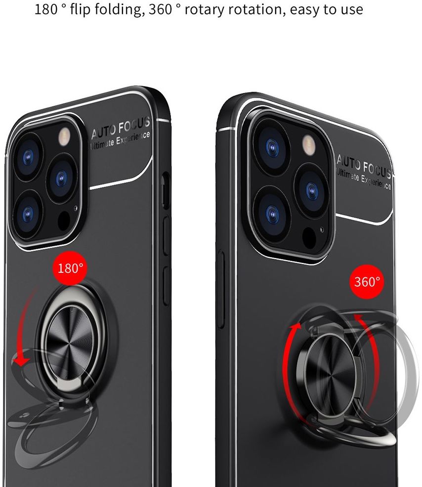 Apple iPhone 13 Pro Max Hoesje met Magnetische Ring Kickstand Zwart afbeelding 4