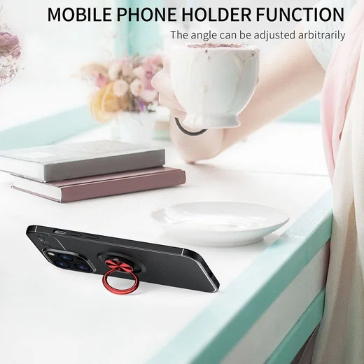 Apple iPhone 13 Pro Max Hoesje met Magnetische Ring Kickstand Zwart afbeelding 5