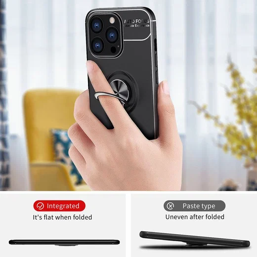 Apple iPhone 13 Pro Max Hoesje met Magnetische Ring Kickstand Zwart afbeelding 6