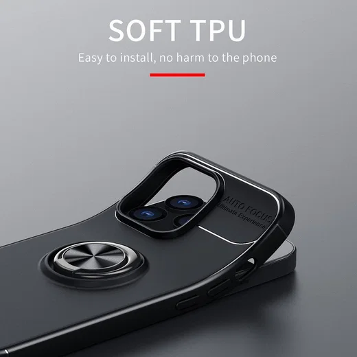 Apple iPhone 13 Pro Max Hoesje met Magnetische Ring Kickstand Zwart afbeelding 8