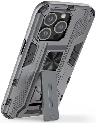 Apple iPhone 13 Pro Max Hoesje Back Cover Magnetische Kickstand Grijs afbeelding 3