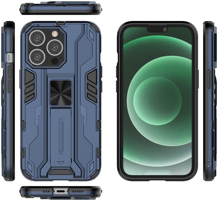 Apple iPhone 13 Pro Max Hoesje Back Cover Magnetische Kickstand Blauw afbeelding 5