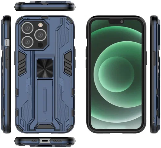 Apple iPhone 13 Pro Max Hoesje Back Cover Magnetische Kickstand Blauw afbeelding 5