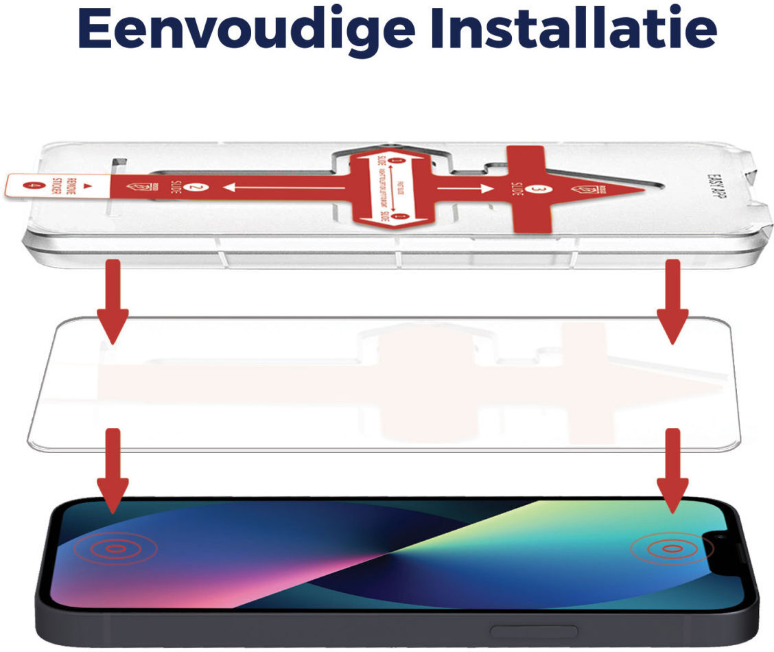 Rosso Apple iPhone 13  / 13 Pro Tempered Glass met Installatietray Case Friendly afbeelding 2