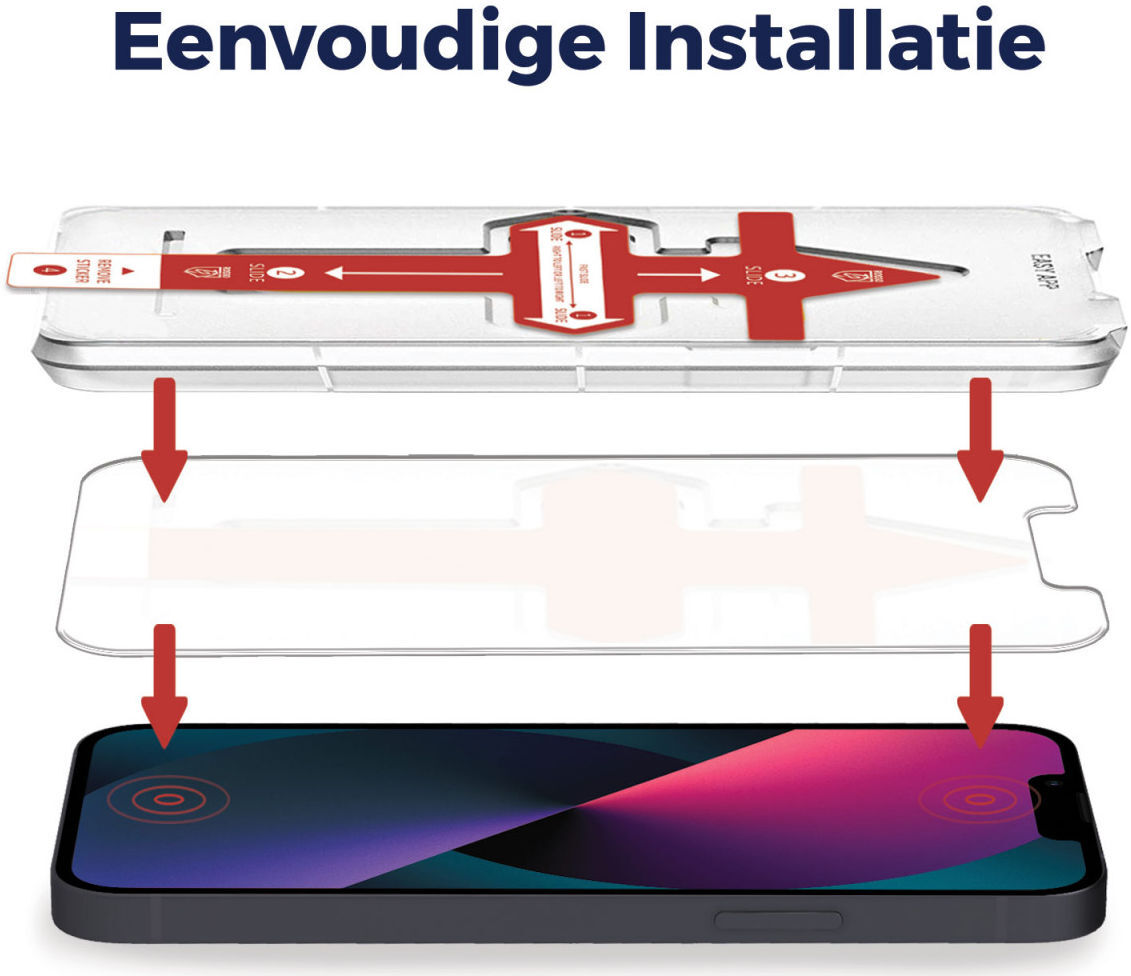 Rosso iPhone 13 Mini Tempered Glass met Installatietray Case Friendly afbeelding 2
