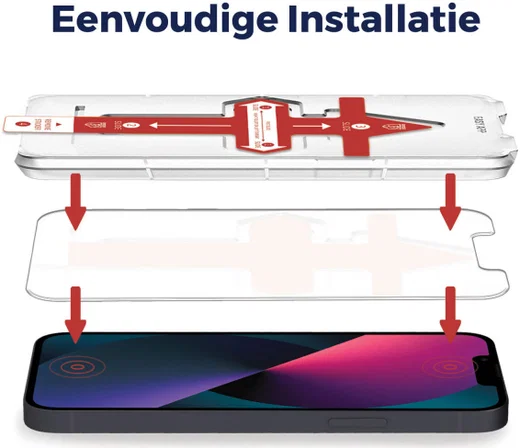 Rosso iPhone 13 Mini Tempered Glass met Installatietray Case Friendly afbeelding 2