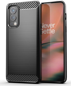 OnePlus Nord 2 5G Hoesje Geborsteld TPU Flexibele Back Cover Zwart