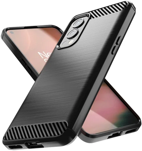 OnePlus Nord 2 5G Hoesje Geborsteld TPU Flexibele Back Cover Zwart afbeelding 1