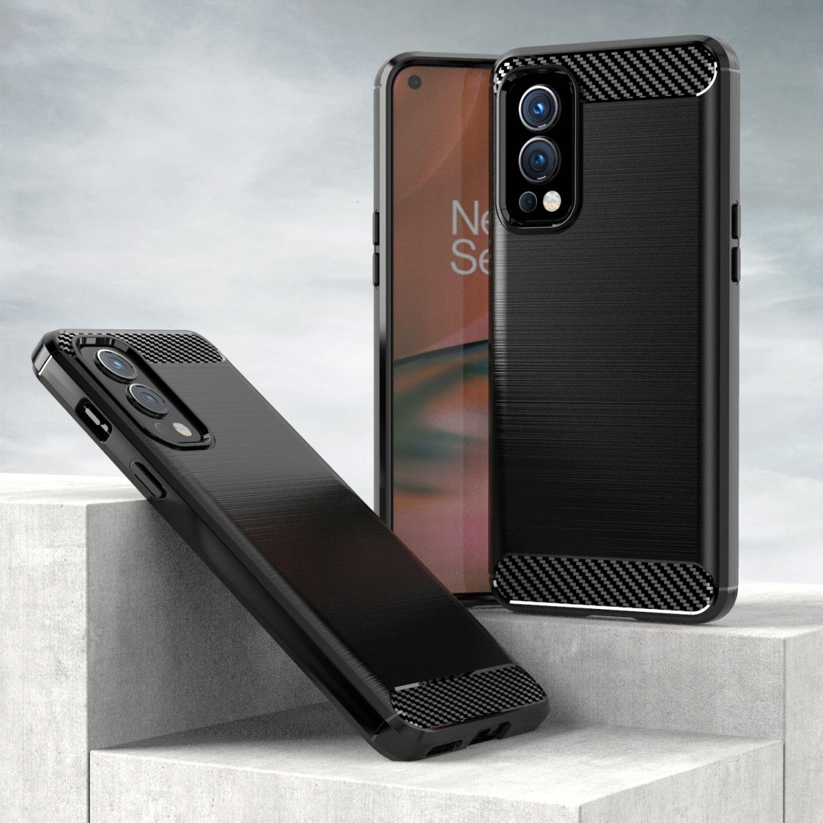 OnePlus Nord 2 5G Hoesje Geborsteld TPU Flexibele Back Cover Zwart afbeelding 9